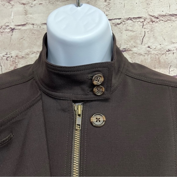 Areli Collection Brown Zipper Button Mock Neck Jacket - Picture 4 of 14